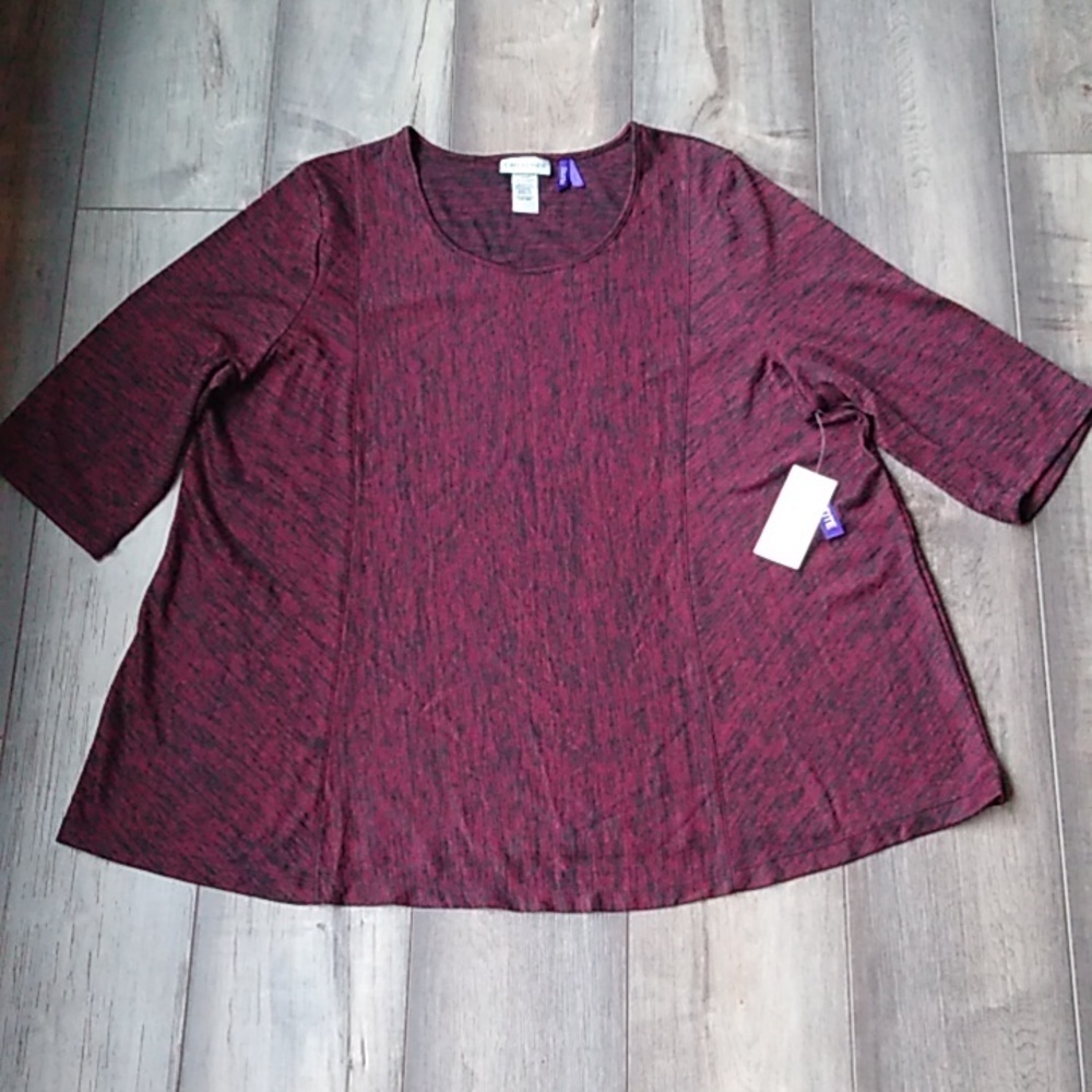 Catherine's Half Sleeve Top Plus Size 1XWP 18/20WP NEW WITH TAGS RED/ BLACK